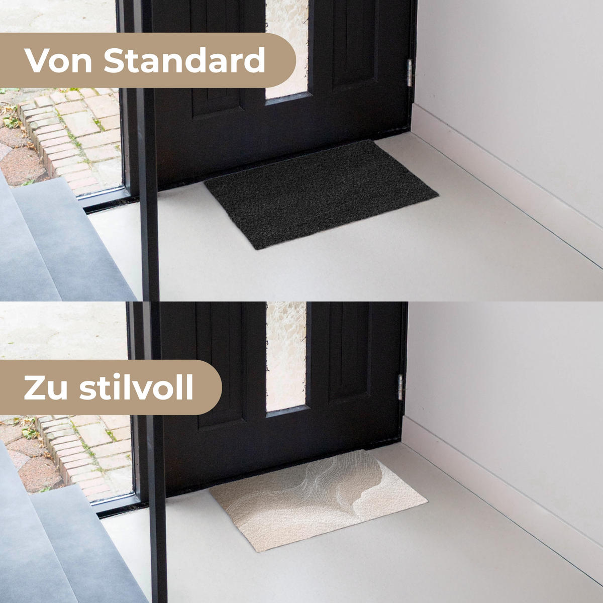 FUSSMATTE Wellenlinien - Luftströme - Harmonisch 60x40 cm - Beige, Kunststoff (60/0.4cm) - MuchoWow