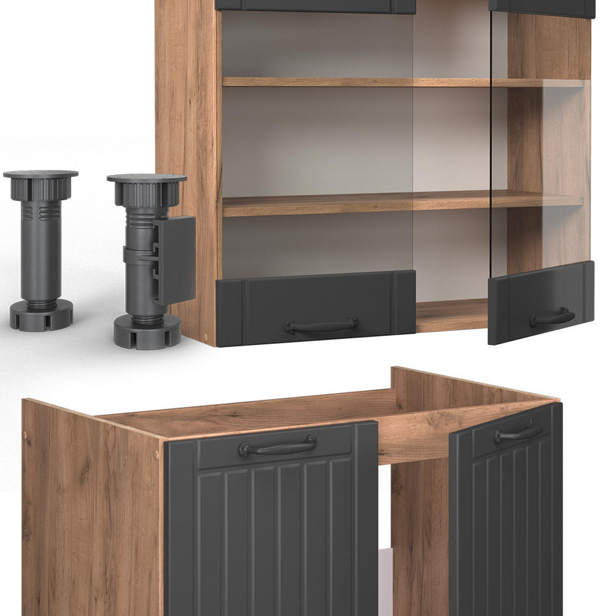 KUCHYŇSKÝ KOUT Fame-Line Tmavě šedá - medově dubová/tmavě šedá, kompozitní dřevo (200/81.6/60cm) - Vicco
