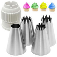 SPRITZTÜLLEN 4-teiliges Set Edelstahl mit Adapter - Silberfarben, Metall (4.4/1/5.8cm)