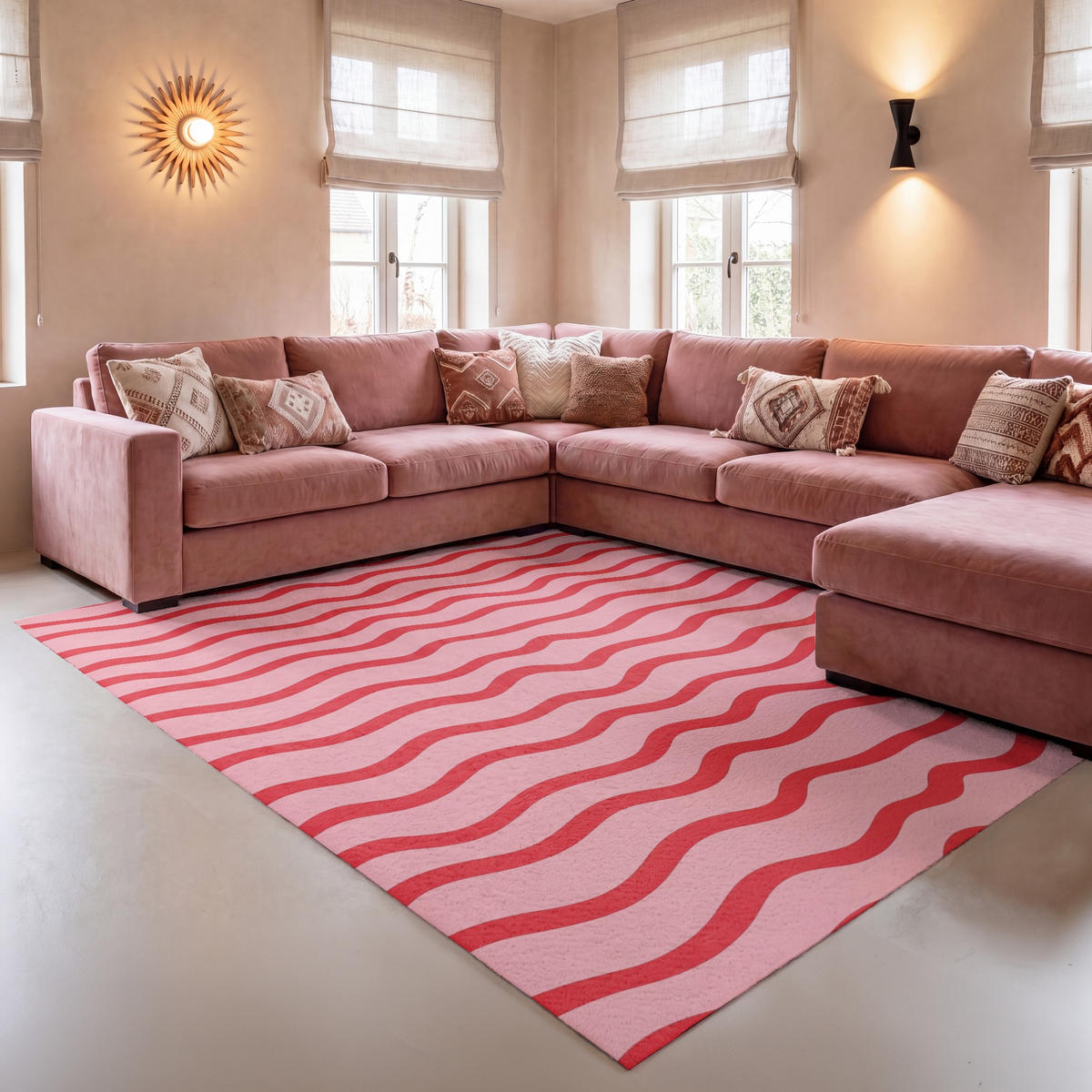 PREPROGE - Linije - 150x230 cm - rdeča, umetna masa/tekstil (150/0.4cm) - OnlyWow