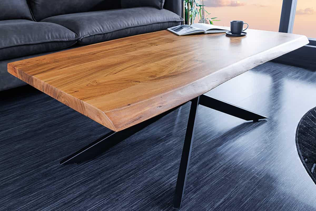 COUCHTISCH MAMMUT Akazie rechteckig Braun|Natur 110cm - Goldfarben/Braun, Holz/Metall (61/110/42cm) - riess-ambiente