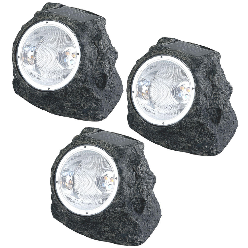 LED AUSSENLEUCHTE Steinoptik Grau 3er Set - Grau, Kunststoff (16.5/12.3/10.5cm) - Globo Lighting