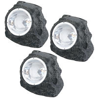 LED AUSSENLEUCHTE Steinoptik Grau 3er Set - Grau, Kunststoff (16.5/12.3/10.5cm) - Globo Lighting