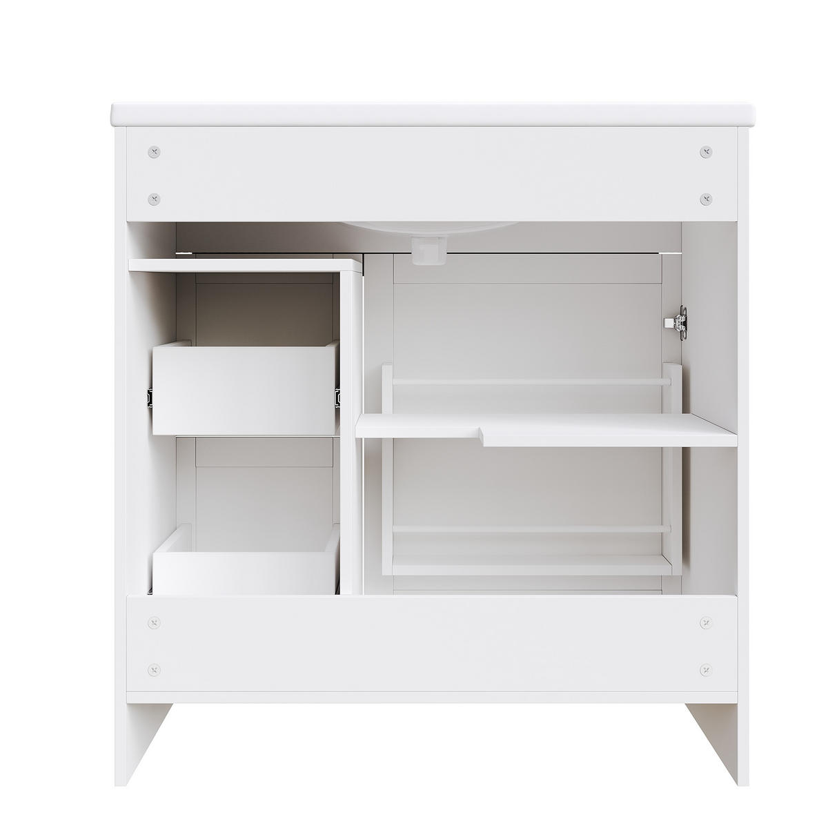 WASCHBECKENUNTERSCHRANK Keramik Doppelschublade Stauraum - Weiß, Holzwerkstoff (81.5/85.5/47cm) - FLIEKS