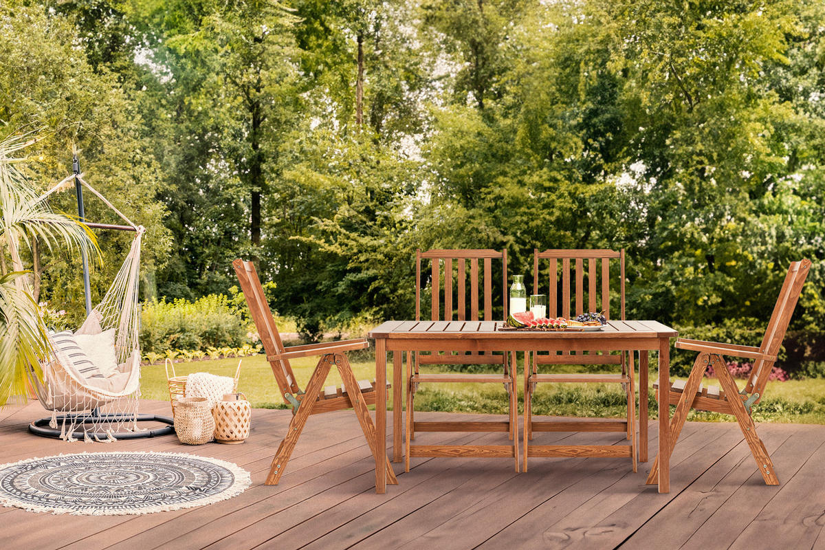 GARTENTISCH NYCTERE aus Kiefernholz, braun - Braun, Holz (140/77/75cm) - KONSIMO®