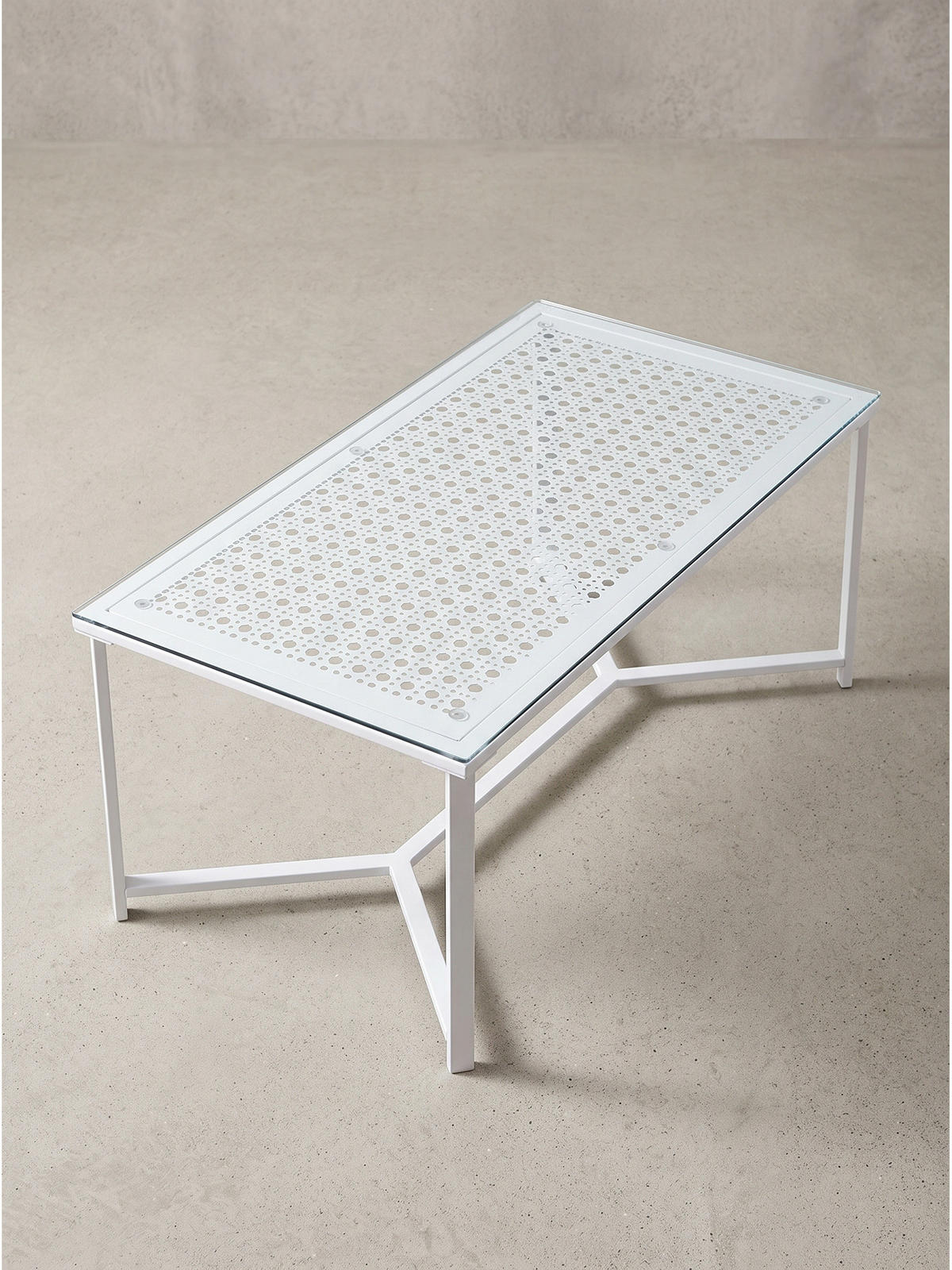 COUCHTISCH ALCUDIA, Einscheibensicherheitsglas, Weiß, 100 x 50 x 42 cm - Weiß, Glas/Metall (50/100/42cm) - KADIMA DESIGN