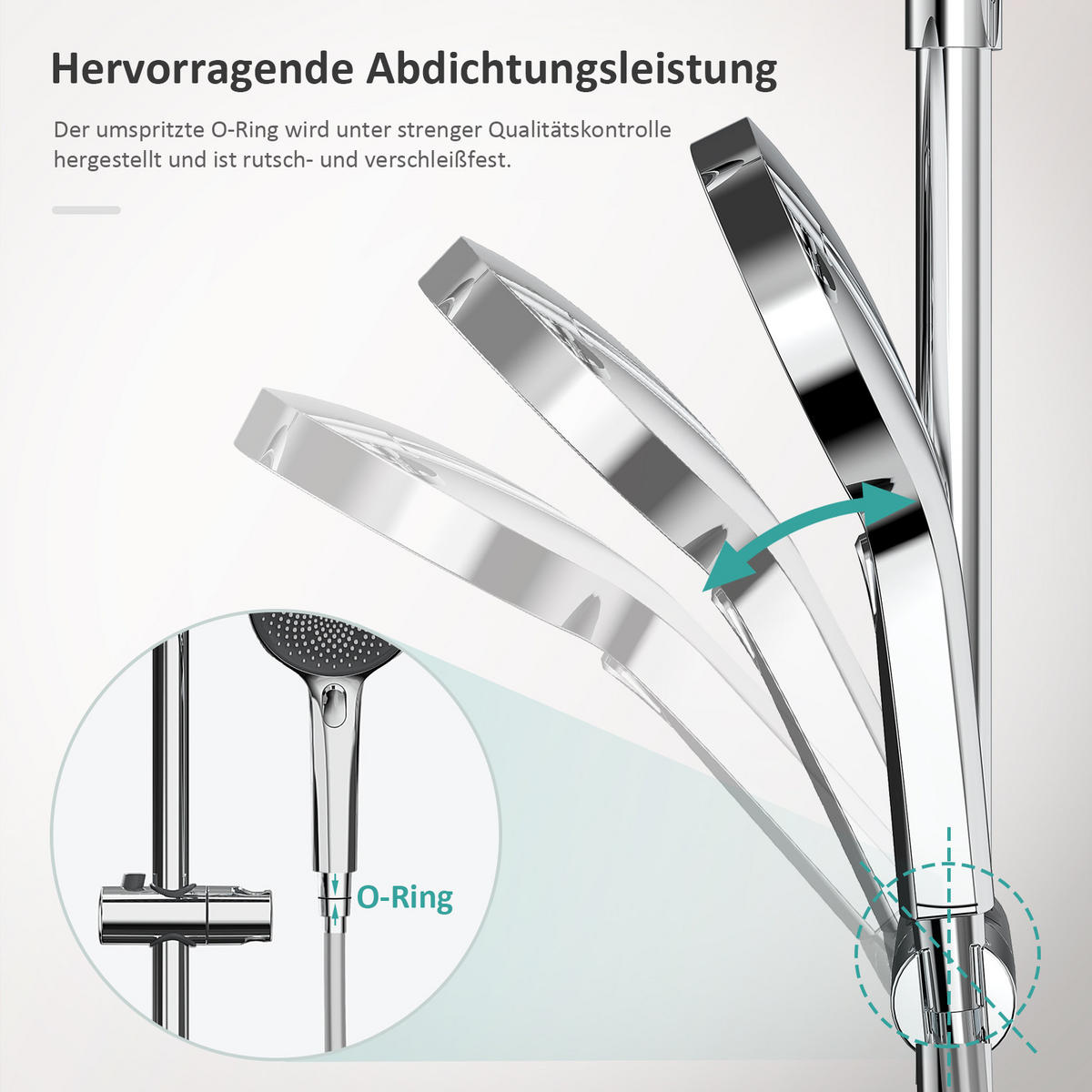 ÜBERKOPFBRAUSESET mit Thermostat Chrom - Chromfarben, Metall (27/124.4/50cm) - EMKE