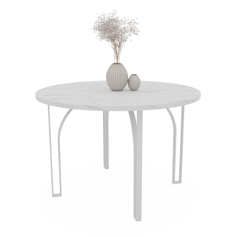 AUSZIEHTISCH ASTRO 120/76 cm, Weiß / Bianco (Weiß) - Perlmutt/Weiß, Holzwerkstoff/Metall (120/120/76cm) - Idohome