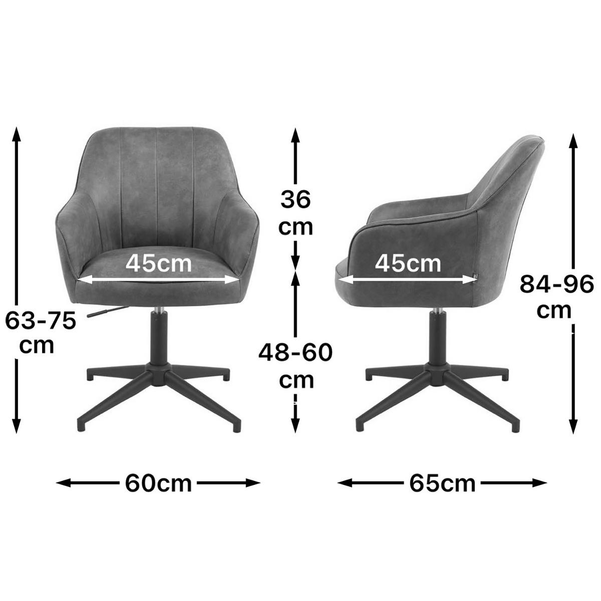 BÜROSTUHL Mika-Elin - Schwarz/Braun, Textil/Metall (60/84/65cm) - DUBI Möbel