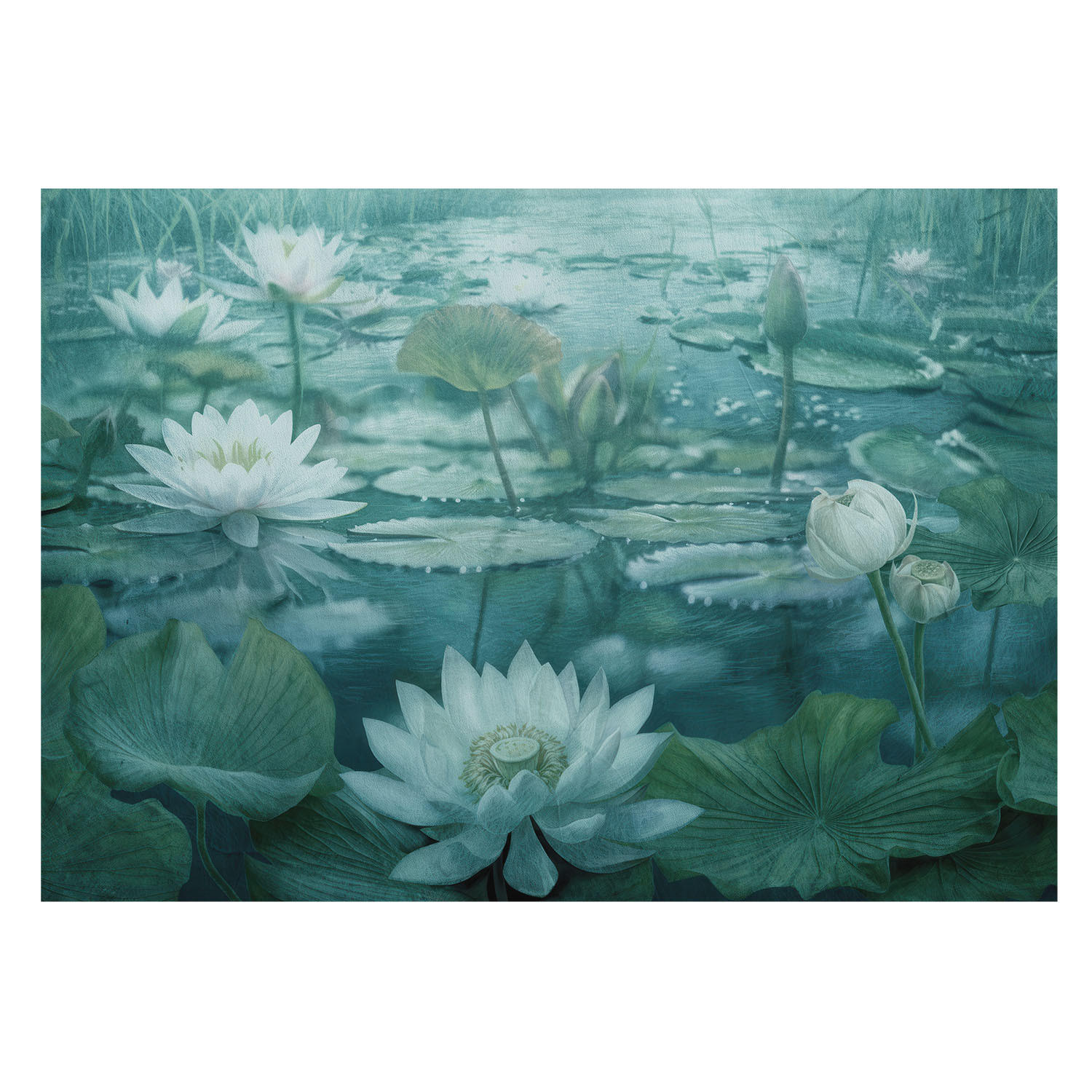 FOTOTAPETE 208x146 cm - Wasserblumen - Schwarz, Textil (208/146cm) - Wallfluent