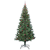 WEIHNACHTSBAUM Künstlicher Vorbeleuchteter Haltbar 120/120/240 cm Grün PVC - Schwarz, Kunststoff (240cm) - vidaXL