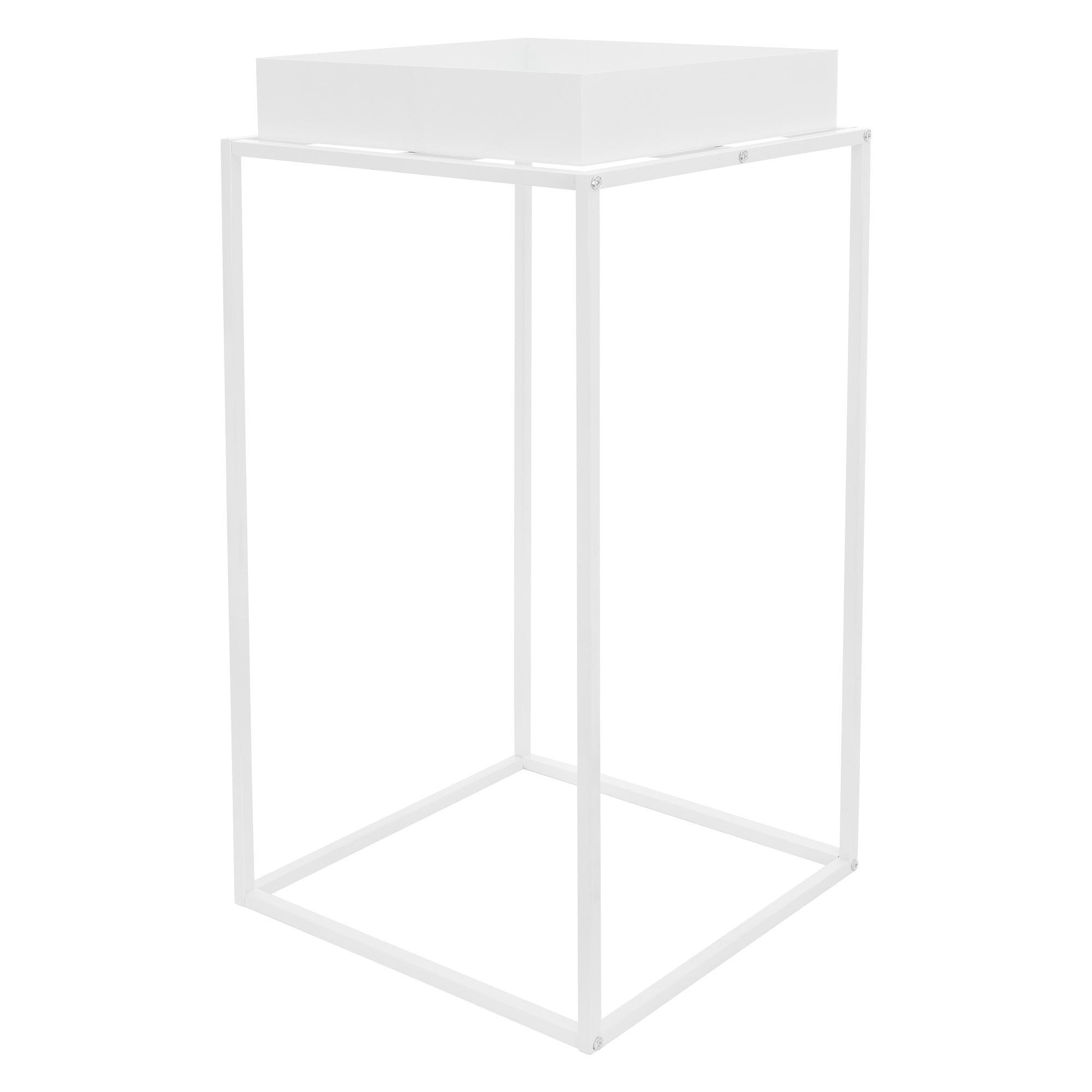 ML-DESIGN STOJAN NA ROSTLINY bílý 45x45x88 cm z kovu pro vnitřní i venkovní použití
