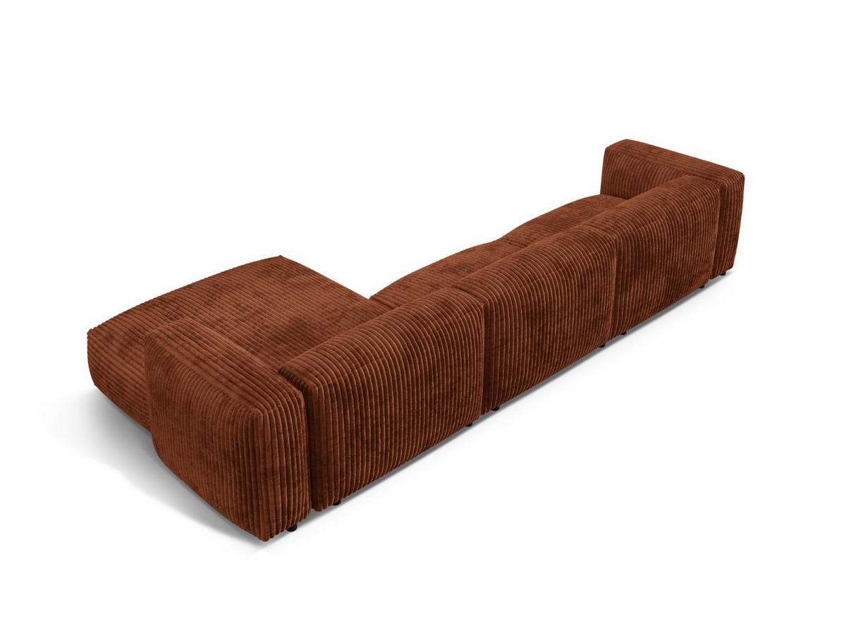 ECKSOFA modular rechts Martina aus Cord ziegelrot 3 Sitzplätze - Orange, Textil (176/332cm) - Micadoni
