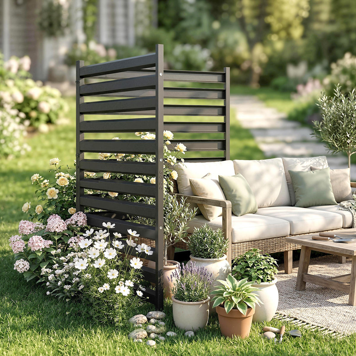 GARTENZAUN Stahl Schwarz - Schwarz, Metall (6.5/91cm) - Outsunny