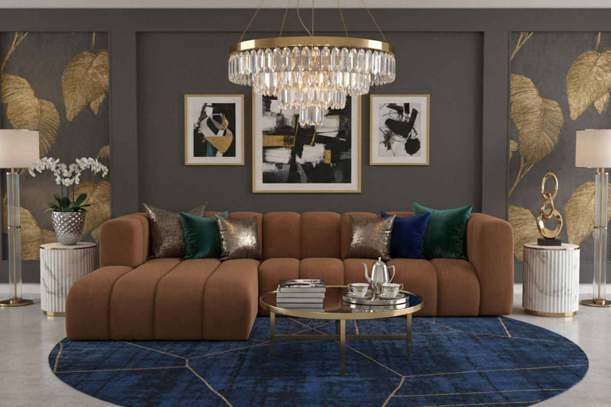 ECKSOFA L-Form Grand L 287 cm, Veloursstoff Salvador, Dunkelbraun, Links - Dunkelbraun, Holz (287/179cm) - Kaiser Möbel