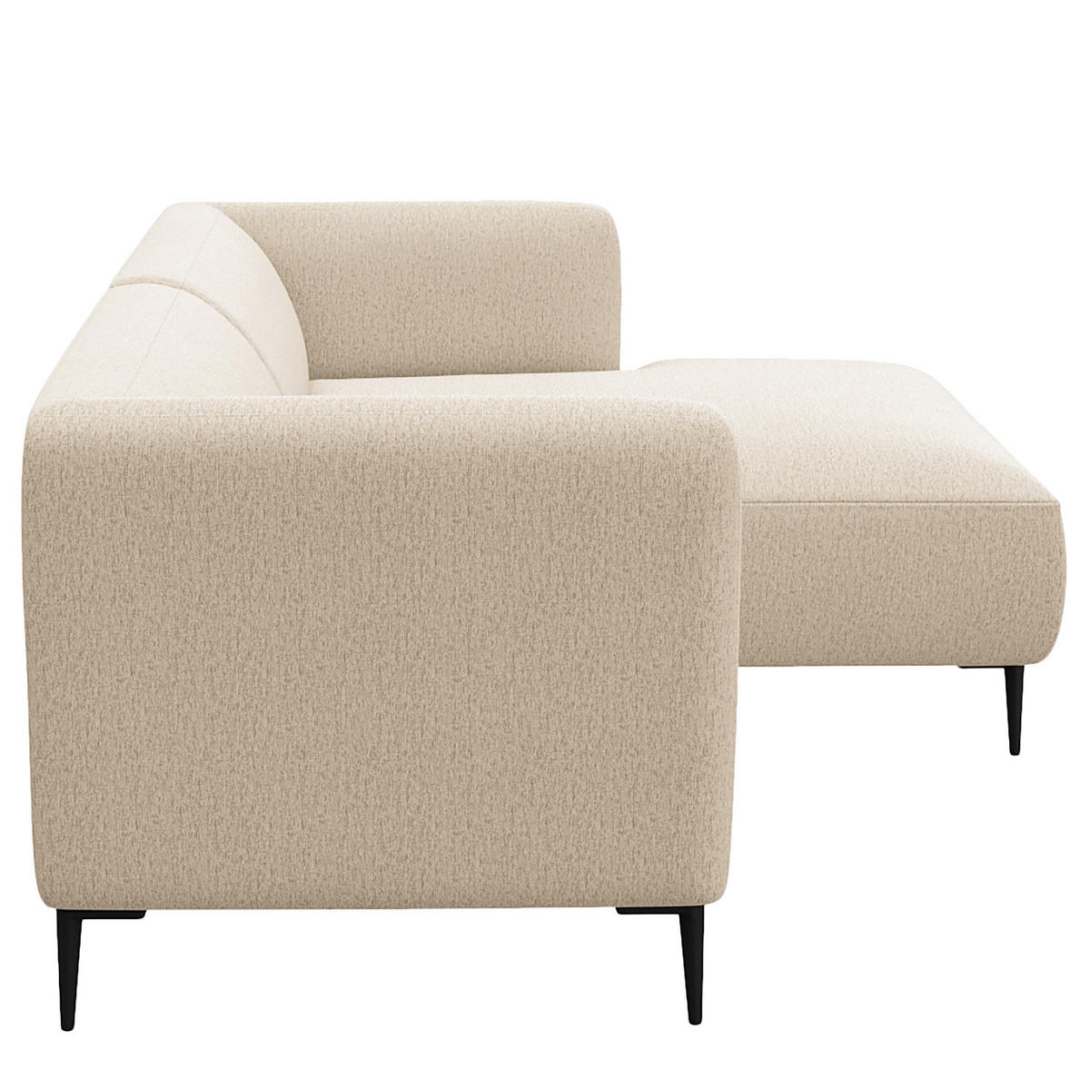 1,5-SITZER ECKSOFA mit Longchair - Beige/Schwarz, Textil/Metall (211/148cm) - home24