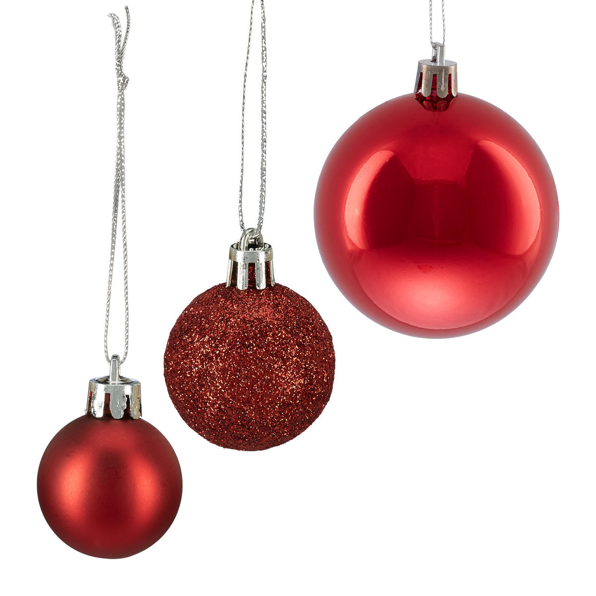 100XWEIHNACHTSKUGELN - Rot, Kunststoff (6/7/6cm) - Relaxdays