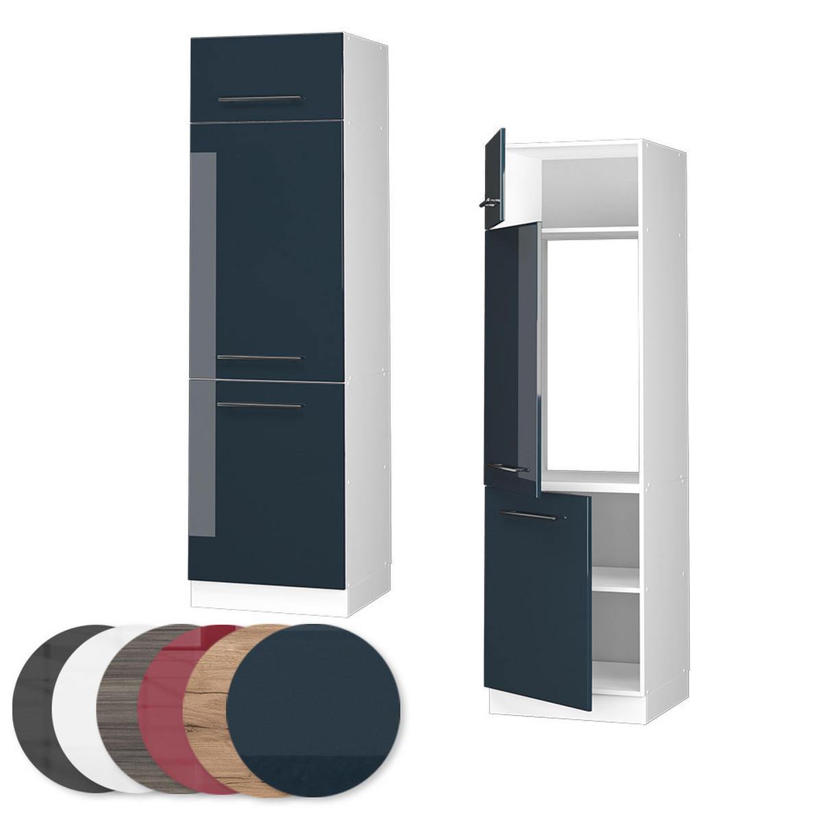 SKŘÍŇKA NA LEDNICI Fame-Line Tmavě modrá s vysokým leskem - bílá/tmavě modrá, kompozitní dřevo (60/206.8/58.1cm) - Vicco