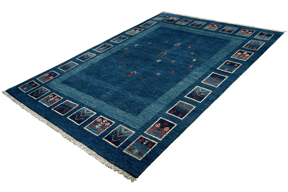 GABBEH-TEPPICH handgeknüpft Rizbaf Blau 213/157 cm Schurwolle - Blau, Textil (157/213cm) - Looma