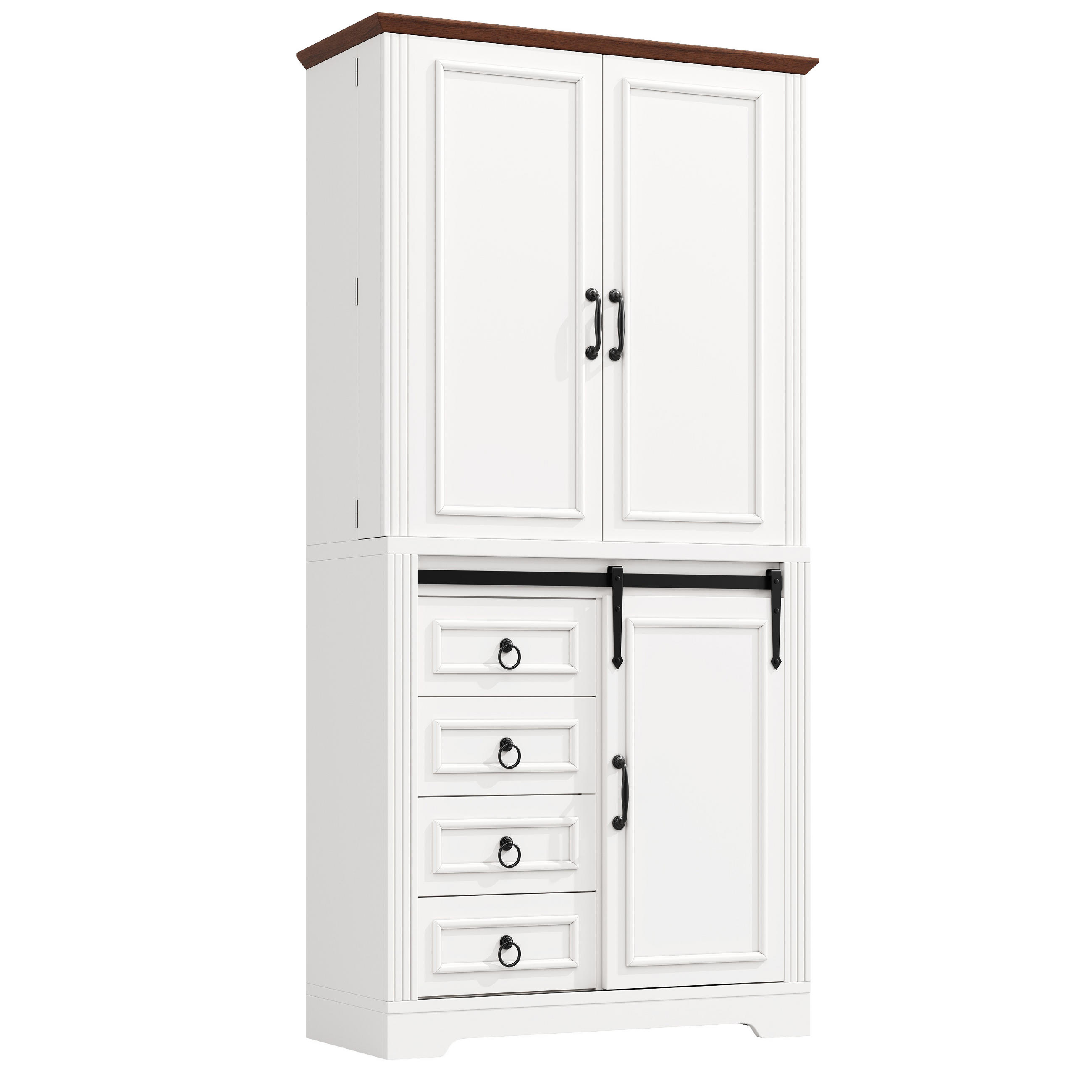 HOCHSCHRANK SoftClose Snackrack 4 Schubladen Weiß - Weiß, Holzwerkstoff (80/180/39.8cm) - FLIEKS