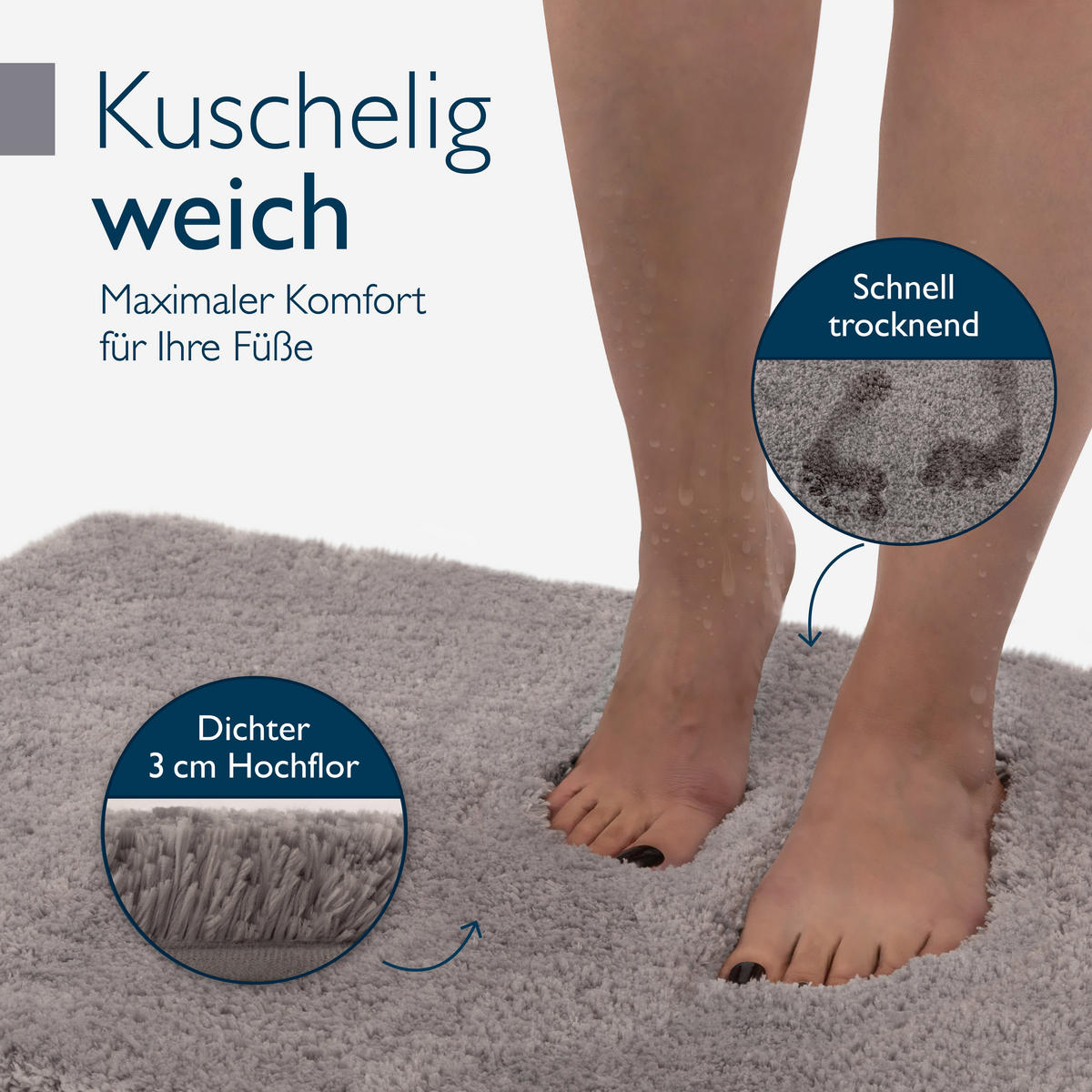 VORLEGER MATTE BeauMare FL 50/80cm Hellgrau - Hellgrau, Textil (50/80cm) - Beautissu 