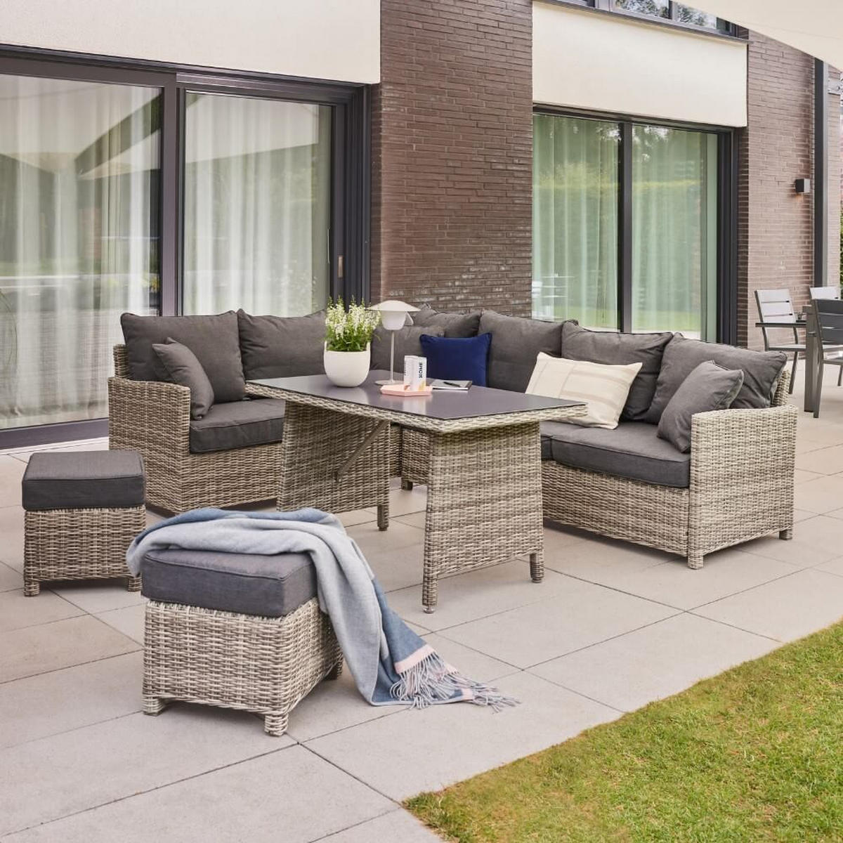 ABDECKUNG für Sitzgruppe und Tisch CAPE BAHIA - Schwarz, Textil (120/66/70cm) - Home Deluxe