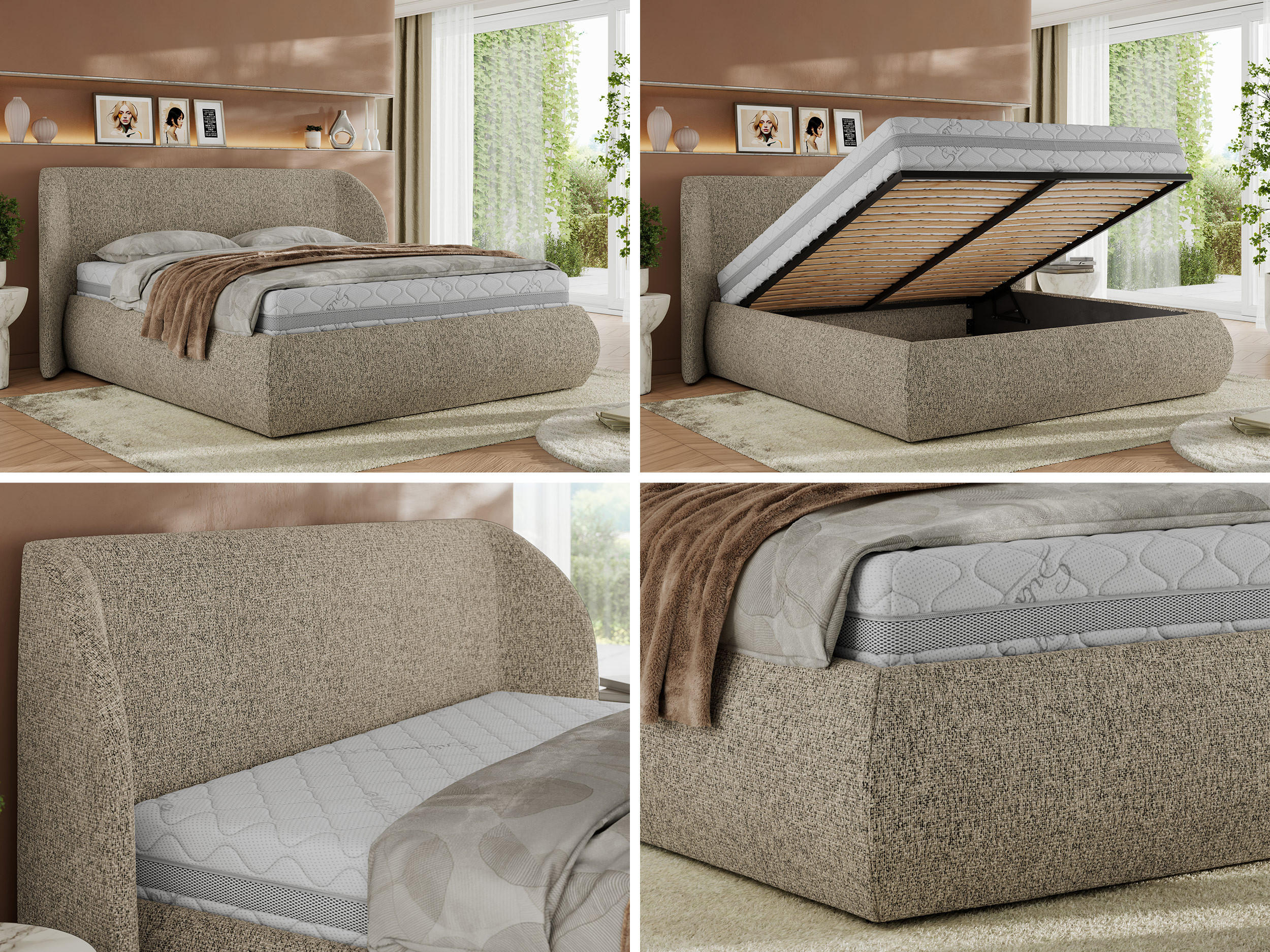 Thumbnail - MKS Polsterbett, Beige, Textil, Rechteckig, 180x200 cm, Oeko-Tex®, Schlafzimmer, Betten, Polsterbetten