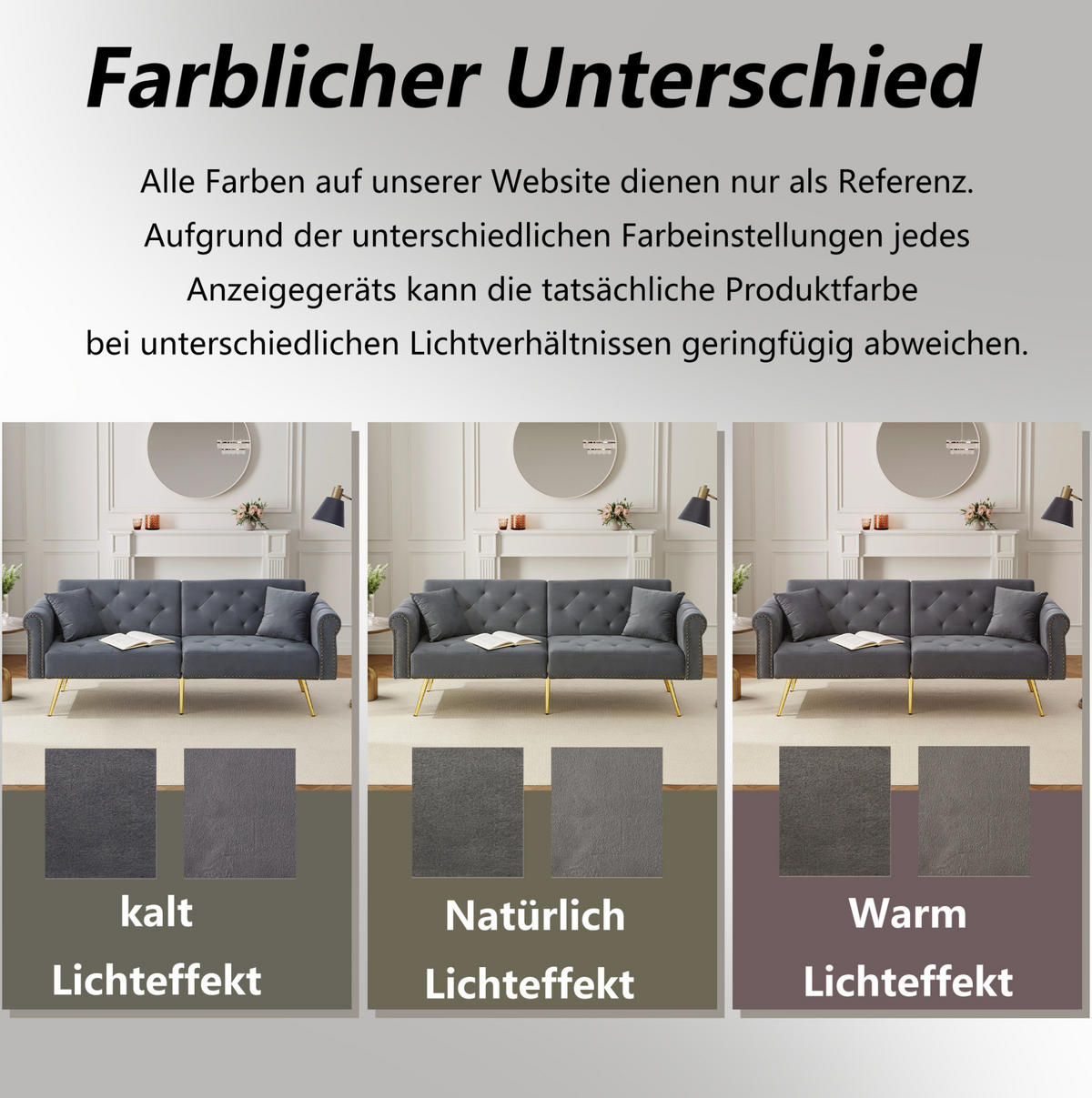 SCHLAFSOFA 2-Sitzer Samt mit 3-fach verstellbarer Rückenlehne Antikgrau 173/75/70 cm - Grau, Textil (70/173/75cm) - Redom
