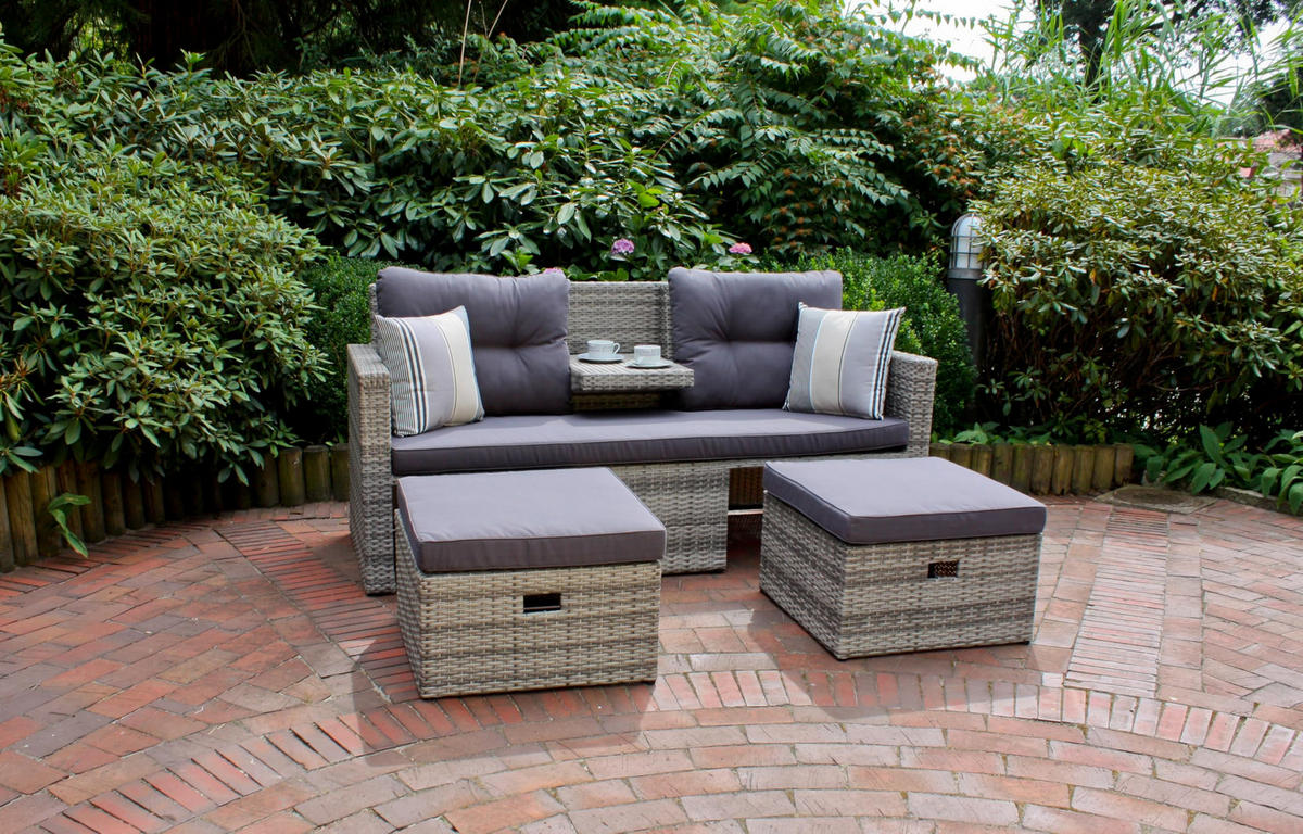 GARTENSOFA Yannik Gartenmöbel - Hellgrau, Kunststoff (180/86/75cm) - DELUKE