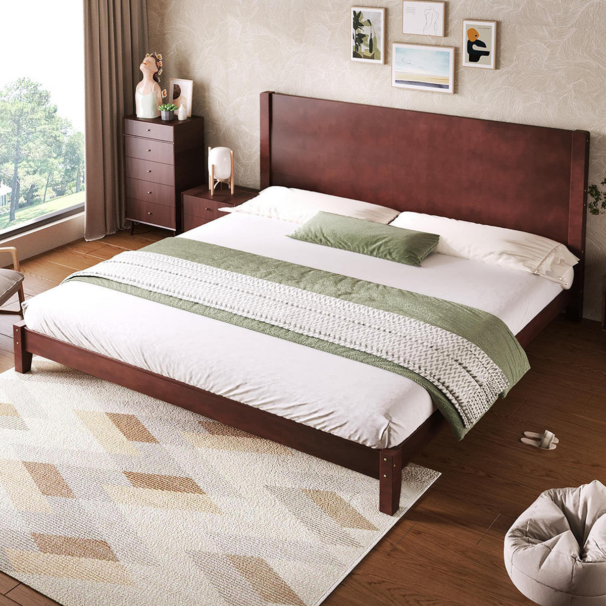 PLATTFORMBETT 180x200 cm mit Kopfteil und Lattenrost, Braun - Braun, Holz (180/200cm) - KOMHTOM
