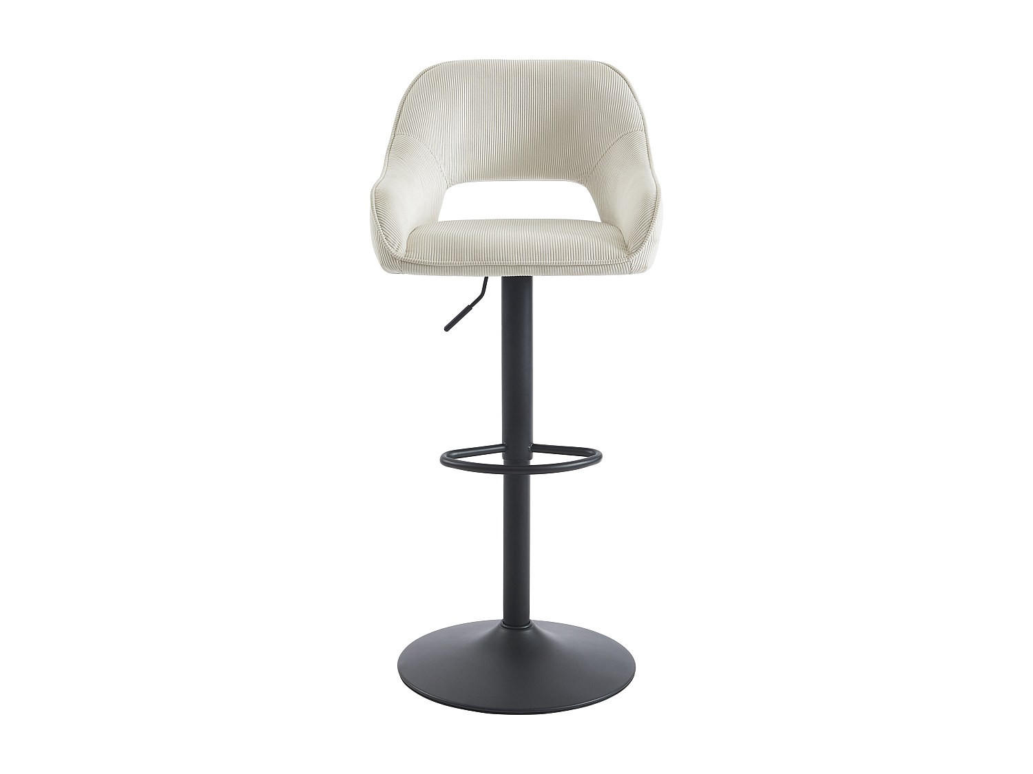 BARHOCKER - 51 cm x 54 cm - Stoff, Samt - Cremefarben ZINEA - Creme, Textil (51/113.5/54cm) - Vente-Unique