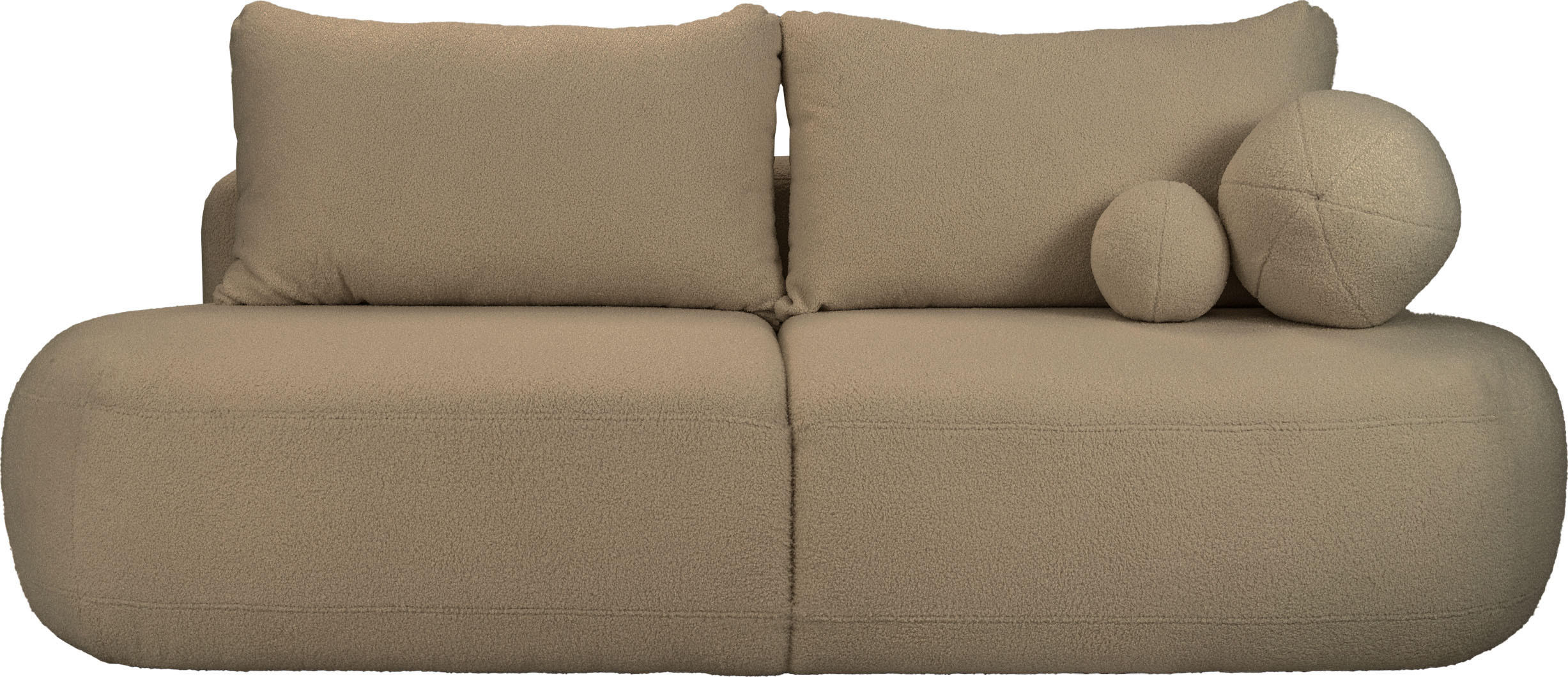 SCHLAFSOFA Bolla 3-Sitzer mit Bettkasten, Camel Dunkelbeige Boucle 240/90/90 cm - Sandfarben/Schwarz, Kunststoff/Textil (240/90/90cm) - WFL GROUP