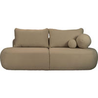 SCHLAFSOFA Bolla 3-Sitzer mit Bettkasten, Camel Dunkelbeige Boucle 240/90/90 cm - Sandfarben/Schwarz, Kunststoff/Textil (240/90/90cm) - WFL GROUP