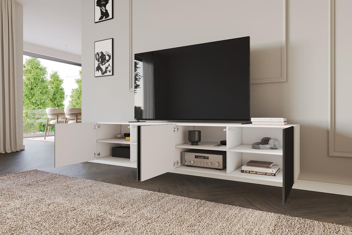 LOWBOARD KITO-W 2x100x40x41 cm - Weiß / Schwarz - Schwarz, Holzwerkstoff (200/40/41cm) - ALTDECOR