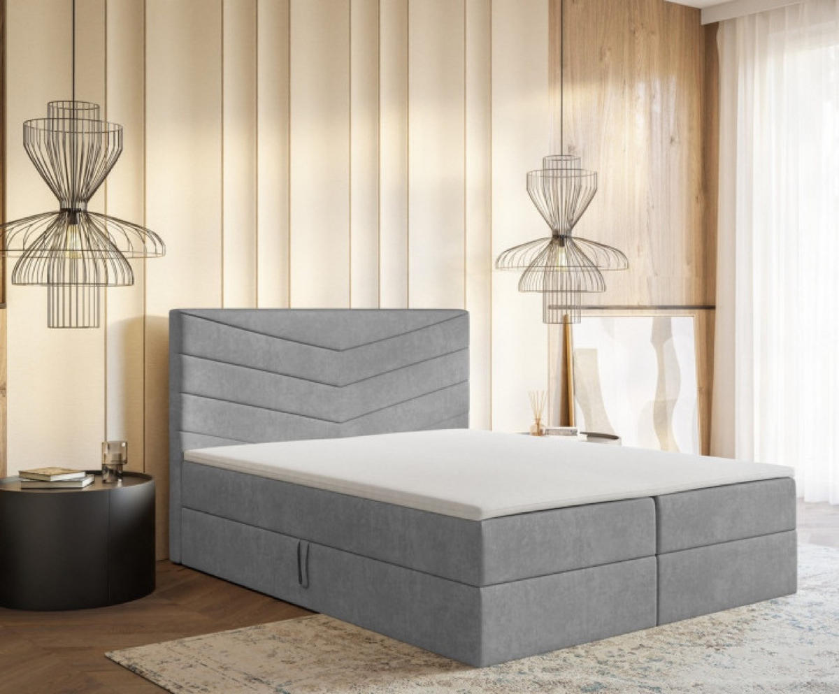 BETT Grau G6 Mit Bettkasten 180x200 cm - Grau, Textil (180/200cm) - Sepro Meble