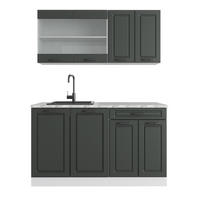 SINGLEKÜCHE R-Line Anthrazit Landhaus/Weiß 140 cm, AP Marmor - Anthrazit/Weiß, Holzwerkstoff (140/81.6/60cm) - Vicco