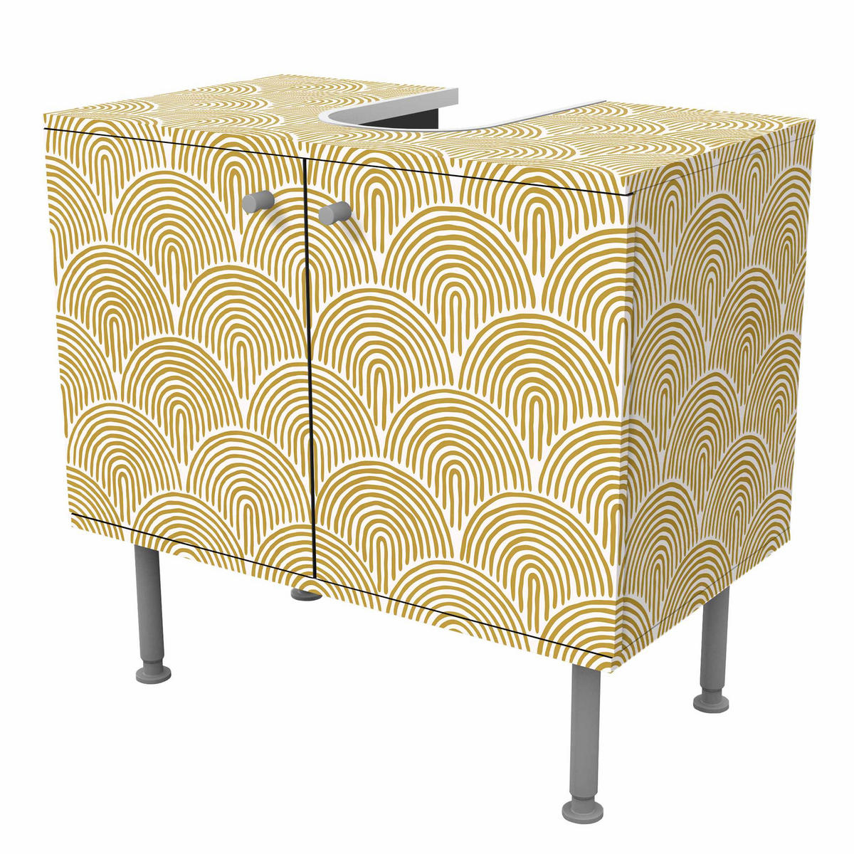 WASCHBECKENUNTERSCHRANK Boho Bogen Muster Gelb 60/55/35 cm - Gelb, Holzwerkstoff (60/55/35cm) - Bilderwelten
