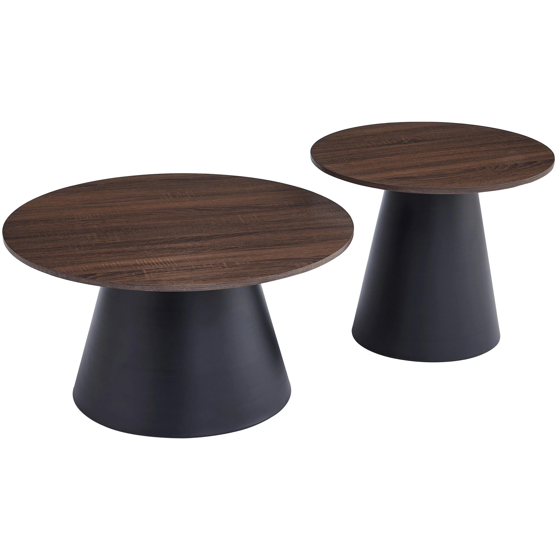 COUCHTISCH-SET Lunnea 80 cm - Nussbaumfarben/Schwarz, Holzwerkstoff/Metall (80/80/42cm) - Selsey