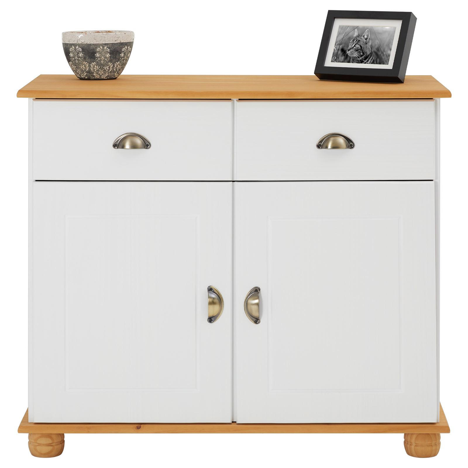 APOTHEKERKOMMODE COLMAR - Weiß/Braun, Holz (91/79/39cm) - IDIMEX