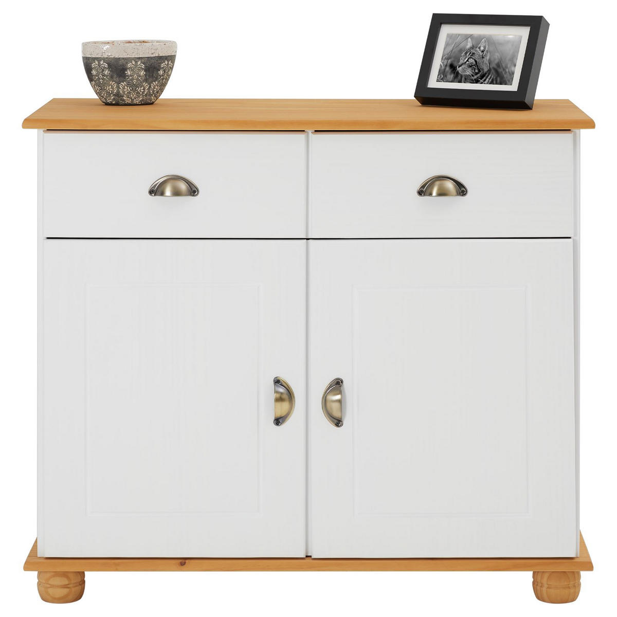 APOTHEKERKOMMODE COLMAR - Weiß/Braun, Holz (91/79/39cm) - IDIMEX