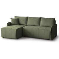 ECKSCHLAFSOFA Capri grün - Schwarz/Grün, Kunststoff/Textil (223/156cm) - Beautysofa