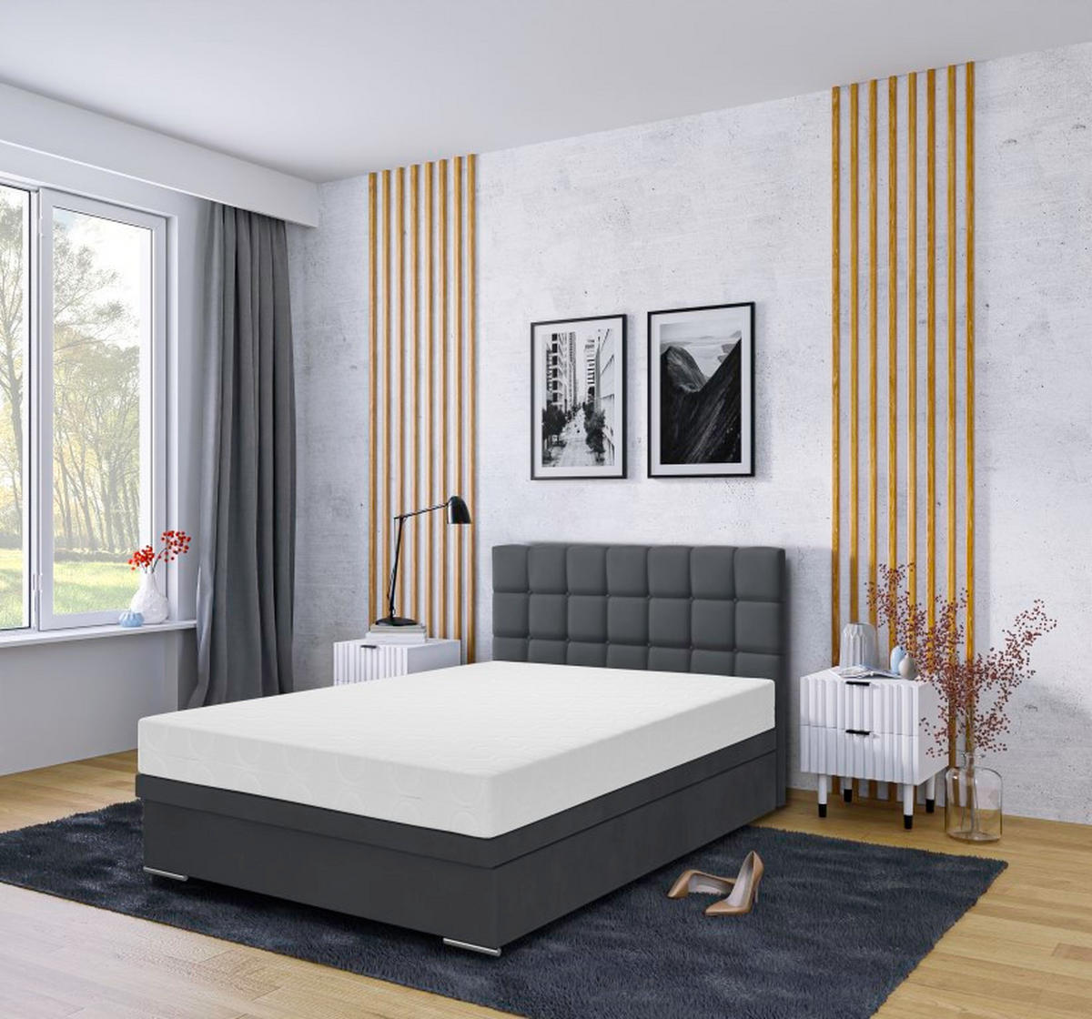 BOXBETT Venezia 160x200 cm mit Bettkasten, grau - Grau, Kunststoff (160/200cm) - Margaret Hadas24