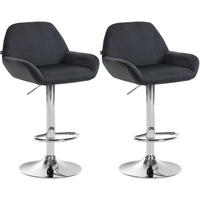 BARHOCKER 2er Set Samt schwarz - Chromfarben/Schwarz, Textil/Metall (51/89/52cm) - CLP