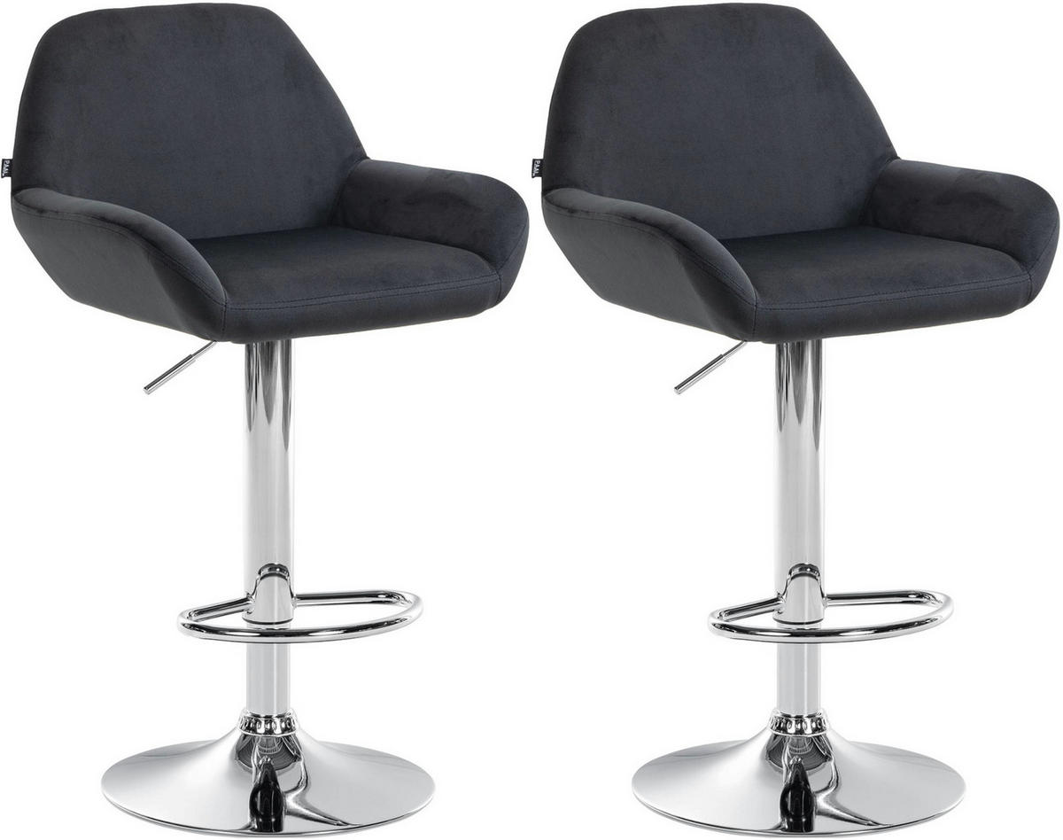 BARHOCKER 2er Set Samt schwarz - Chromfarben/Schwarz, Textil/Metall (51/89/52cm) - CLP