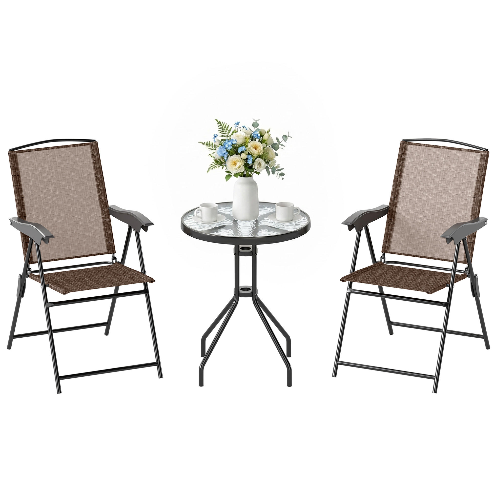 GARTEN-BEISTELLTISCHSET Braun 3 Stück - Braun, Kunststoff (60/60/70cm) - GiPP
