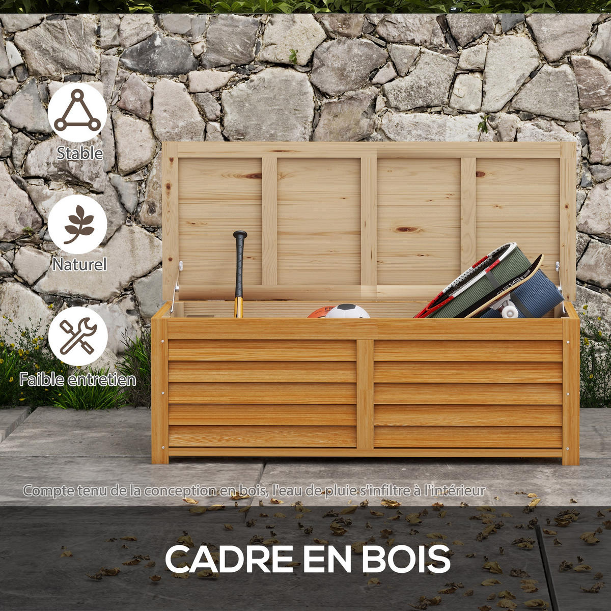 KISSENBOX DE-18672 176 L, Holzgriffe - Braun, Holzwerkstoff (50/45/130cm) - ComfortXL