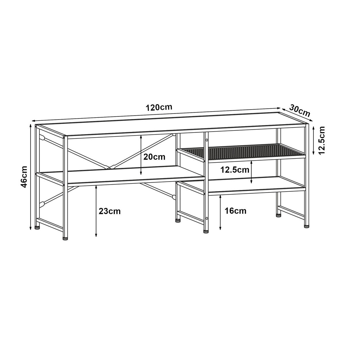 TV-ELEMENT Västiarharg - Walnussfarben/Schwarz, Holzwerkstoff/Metall (120/46/30cm) - [en.casa]