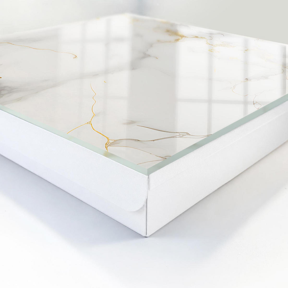SCHLÜSSELBOX Weiß 30x30 cm – Türöffnung nach rechts - Eleganter Hintergrund - Weiß, Metall (30/30/5cm) - TULUP