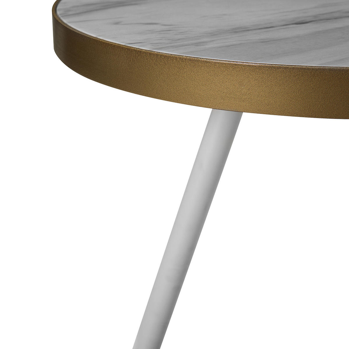 BEISTELLTISCH Marmor Optik weiß/gold 44 cm Ramona - Goldfarben/Weiß, Holzwerkstoff (44/44/55cm) - Beliani