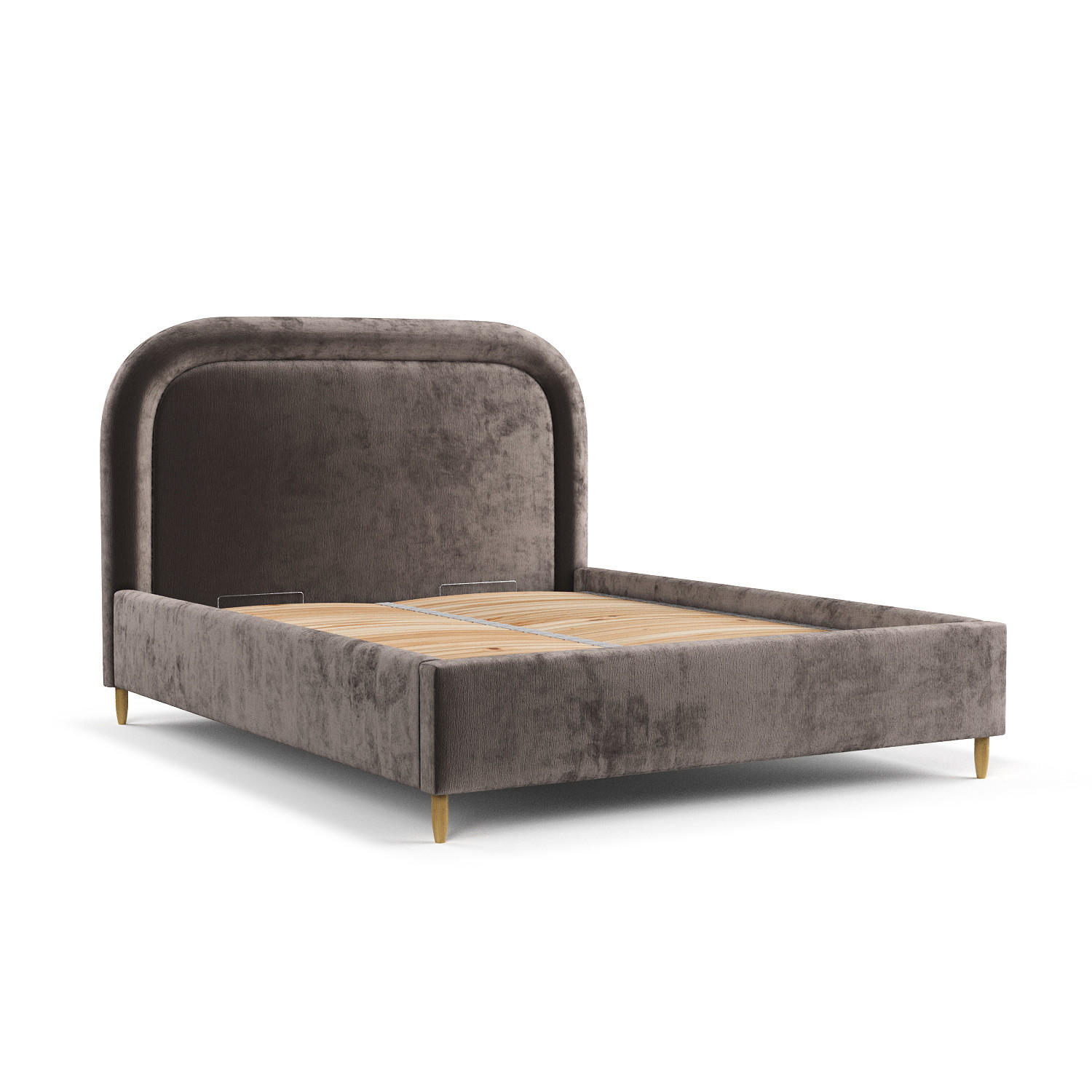 POLSTERBETT Mija Braun 120/200 cm im Chenille-Stoff - Naturfarben/Braun, Holz/Holzwerkstoff (120/200cm) - Maison de Reve